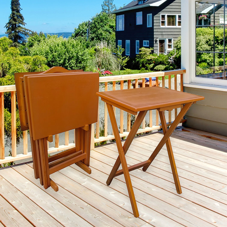 Outdoor folding outlet tray table